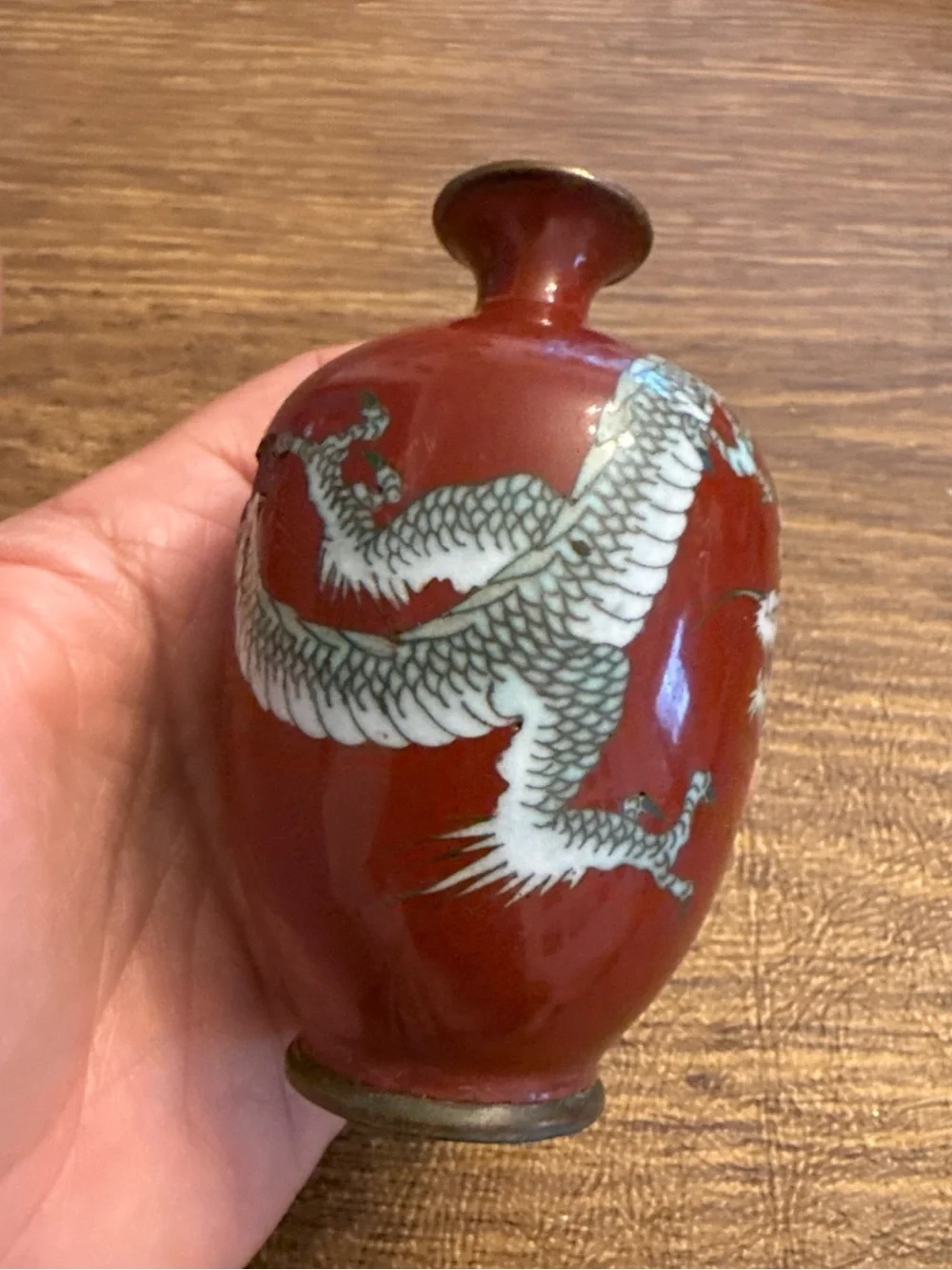 Dragon Cloisonne Vase Japanese vintage 3.5” small 1900’s
